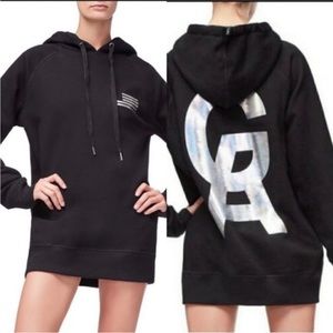 New Good American The Icon Black Metallic Hoodie Dress size‎ 0-1 xs-s